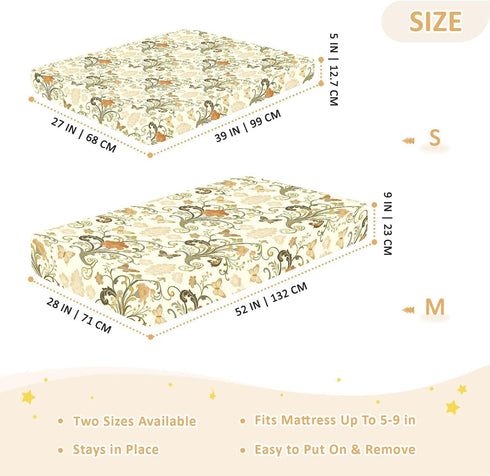 miaozhen 1 Pack 52x28 Cotton Baby Crib Sheets Ultra Soft Spring Retro Flower Butterflies Toddler Cirb Bedding Cover
