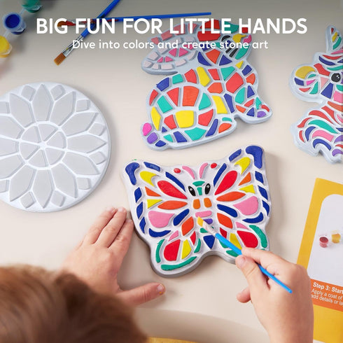 5 8+ Summer Klever Kits JOVA Stepping Stones Painting Kit for Kids - Paint Garden Stones, Ceramic Garden Decor, Unicorn