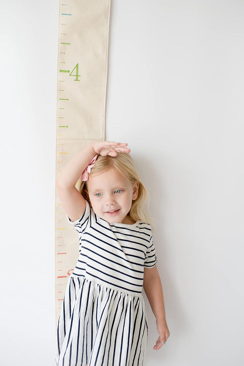 White Loft Rainbow Canvas Family Height Chart Ruler - Children's Growth Tracker for Nursery Wall - Kids Room Decor
