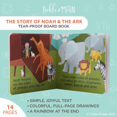 Tickle & Main Noah’s Ark 4-Piece Gift Set for Infants 0-12 Months, Includes Storybook and 3 Pairs of Animal Socks