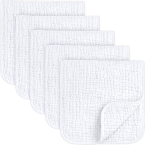 KeaBabies Organic Muslin Burp Cloths Baby Boy, Girl 5-Pack 100% Cotton Muslin