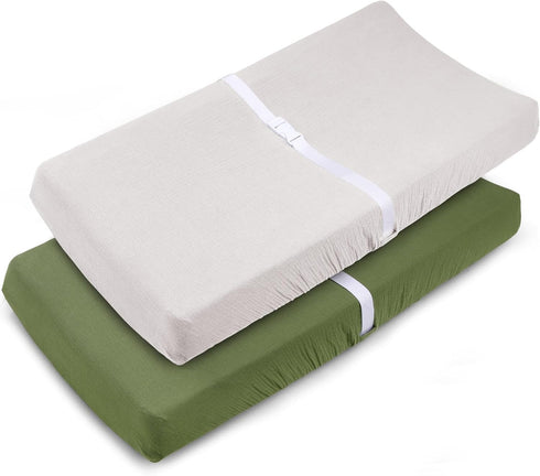 Muslin Changing Pad Cover for Baby Girls Boys-2 Pack 17"x 33" Cotton