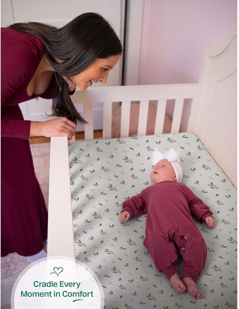 52"x28"x8" 2 Pack Mi Flor Muslin Crib Sheets Fitted Crib Sheet Soft & Breathable Cotton Baby Sheets, Crib Sheets
