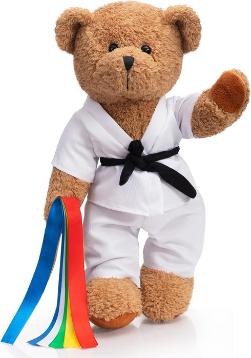 16 inches HollyHOME Karate Bear Stuffed Animal Teddy Bear in Karate Uniform Unique Toy Gifts for Kids and Karate Lovers