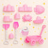 14 Playset Liberty Imports PCS Pink Princess Beach Wagon Plastic Toy for Kids with Castle Molds, Sand Wheel, Water