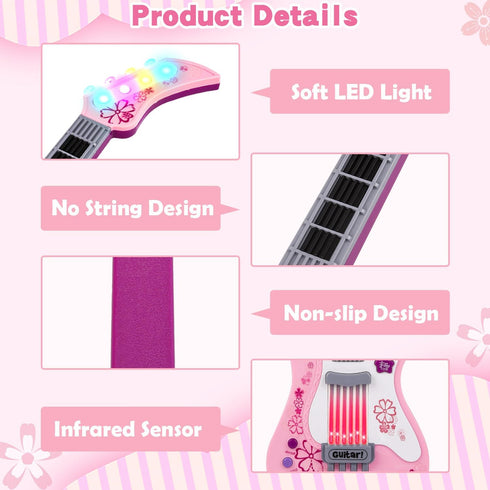 3 4 5 M SANMERSEN Kids Electric Toy Music Pink Guitars for Girl, with Strap for Kid, Toddler Musical Instrument Toys