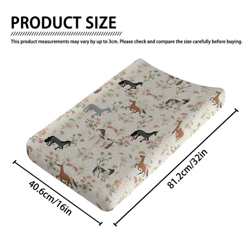 Horse Flower Changing Pad Cover, Toddler Baby Girls Boys, Soft Breathable Stretchy Diaper Change Table Sheet
