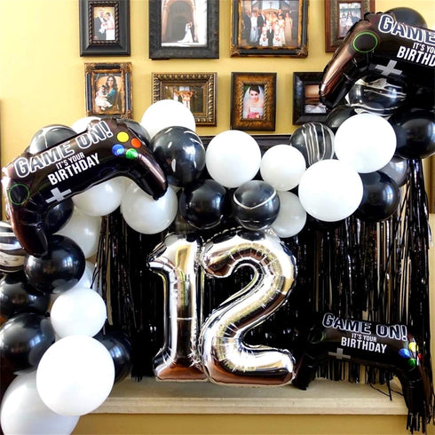 5 Pieces Video Game Party Balloons, Giant Controller Mylar Foil Balloons for Kids Boys Fortnite Birthday Party