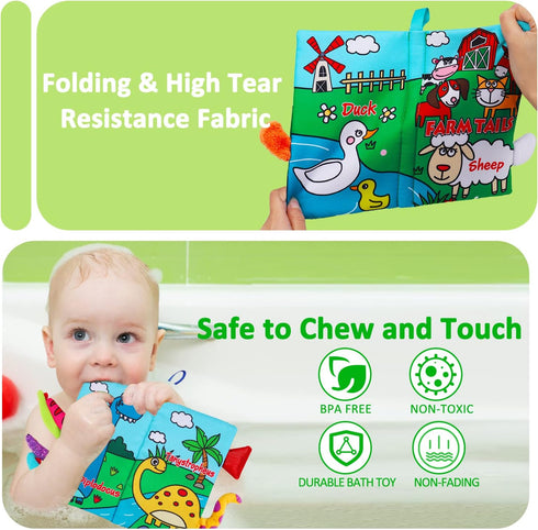 2 PCS High Contrast Crinkle Baby Books for 0-6 Months - Interactive Sensory Touch Feel Infant Travel Gift
