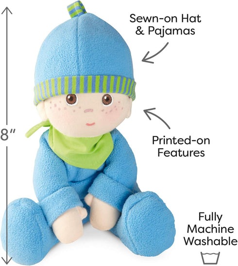 HABA Snug-Up Soft Plush Luis First Baby Doll, 8" - Perfect Newborn and Infant Toy, Small Machine-Washable