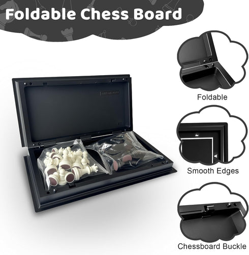 Set, 10 inch 2 Travel Chess Magnetic Chess Board with Extra Queen Portable Folding Board Chess Games for Kids, Adults
