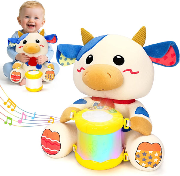 Hodurgyi Baby Toys 6-12 Months, Cow Musical Plush with Lights, ABCs, Animal
