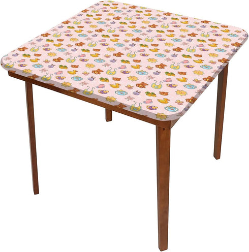 JUNTAIY 44x44 inch Baby Elastic Edged Tablecloth, Infant Toys Teddy Bears Rubber Ducks Pacifiers with Home Decorative