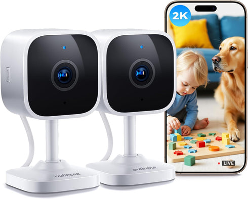 Outinput Indoor Security Camera, 2K WiFi Home Camera for Baby Monitor/Pet/Dog, Motion Detect,