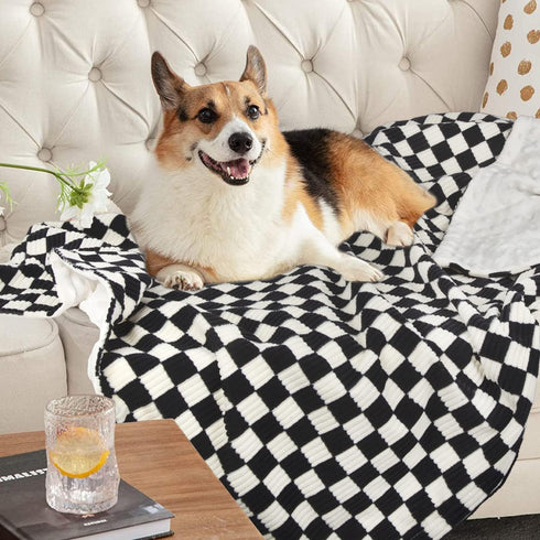 30x40 Inches Baby Blanket for Boys Comfy Durable Corduroy Toddler Blanket with Double Layer Dotted Backing Checkerboard