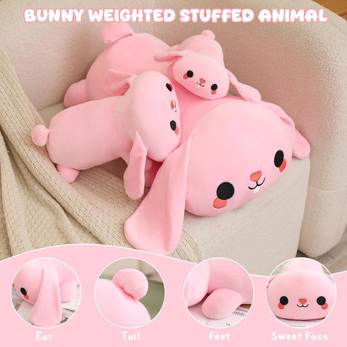 1.6 lbs TOYSYM Weighted Stuffed Animals, Bunny Stuffed Animal with Weighted Beads, Cute Plush Toy Pillow Gifts