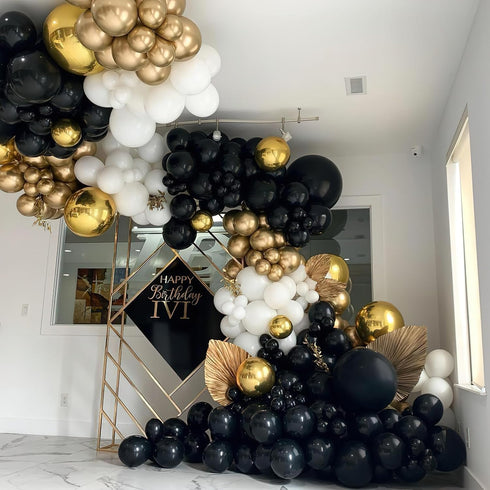 PartyWoo 60 pcs Gold and Black Balloons for Hip Hop, Hollywood, Disco Party Decorations