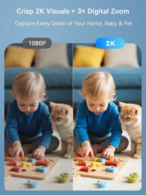Outinput 2K 2-Way 2-Pack Indoor Security Camera, WiFi Home Camera for Baby Monitor/Pet/Dog, Motion Detect, Night