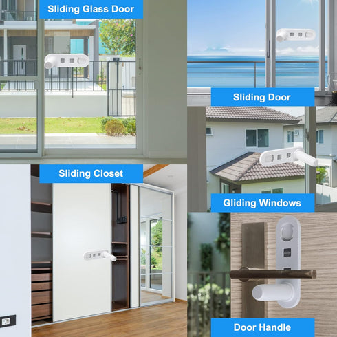 ILORVIUN Closet (White-Count 4) Childproof Sliding Glass Door Lock, Baby Safety Slide Window Locks for Kids Proof Patio