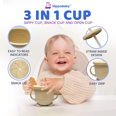 10 Set Set HippoBaby Baby Led Weaning Supplies | Piece Silicone Baby Feeding | Baby Toddler Bib Cup Divided Plate