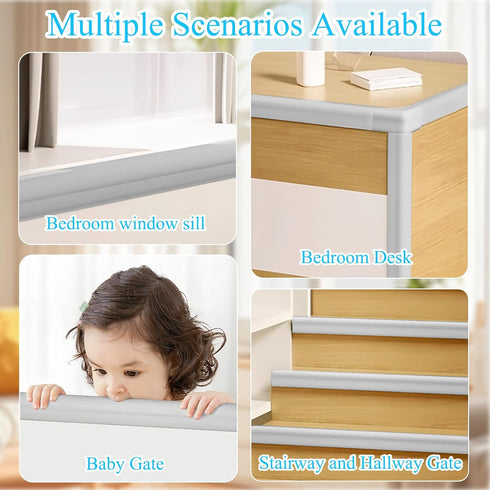 ZOMPAGO Baby Proofing Corner & Edge Protectors, Grey Foam L-Shape Self-Adhesive Bumper Strip, Baby Safety Bumpers