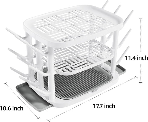 GREENDADI Rack,3-Tier Countertop 360 Baby Bottle Drying Large Capacity Organizer with Ventilation, Removable Drip Tray