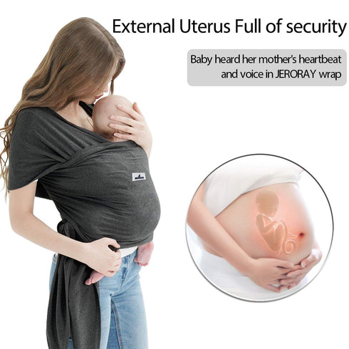 Jeroray Baby Wraps Carrier, Baby Carrier,Hands Free Infant Carrier, Lightweight,Breathable,Softness,Heather Grey