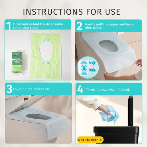 YOUSHIGUANG Toilet Seat Covers Disposable,Faster use-Sticker Free XL Waterproof Toilet Seat Cover for Adults and Kids