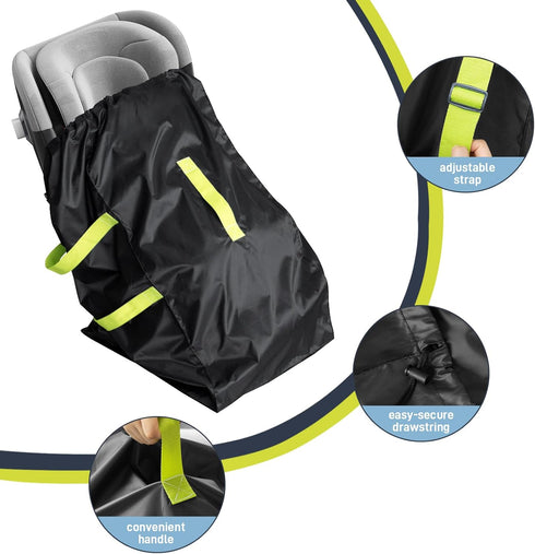 DMS PROTECTOR Car Seat Travel Bag for Airplane, Water-Resistant Gate Check Bag with Adjustable Carry Straps, Universal