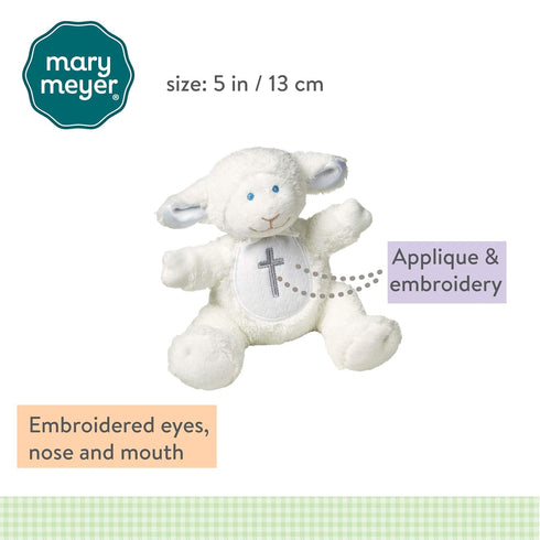 Mary Meyer Baby Rattle Soft Toy, Christening Lamb, 5-Inches, White