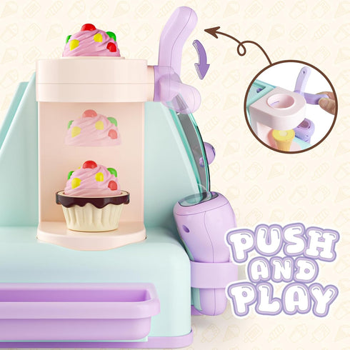 3 4 5 6 Counter Playset 3 4 5 6 Ice Cream Toy for Year Old Girls, Play Ice Cream Shop for Kids, Ice Scoop, Play Casiher