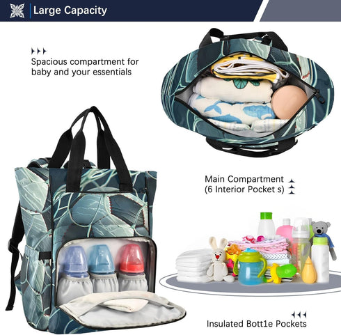 SUABO Backpack Baby Diaper Bag Ball in The Net Pictogram Large Bag Waterproof Travel Diaper Bags for Moms and Dads