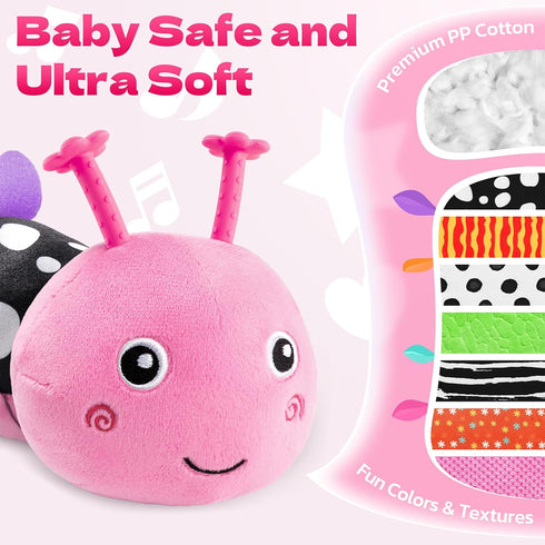 HEMRLY 0-6 Tummy 0-3-6-12 Baby Gifts Toys, Sensory Toy Months, Musical Stuffed Caterpillar Plush with Soft Teether