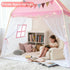 Setup 3-12 59x39x59 Kids Play Tent Indoor Teepee: Princess Castle Reading Nook with Mat Lights Carry Bag Mesh Windows