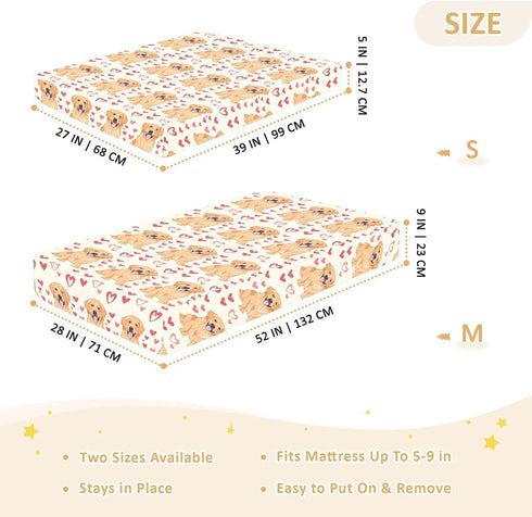 Bseiialft 52 28 Golden Retrievers Pink Hearts Crib Sheets for Boys Girls Soft and Breathable Cotton Baby Sheets