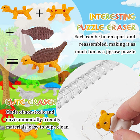 130Pcs Animal Erasers for Kids, Mini Pencil Erasers, Desk Pets Puzzle Erasers for Classroom Rewards and Prizes