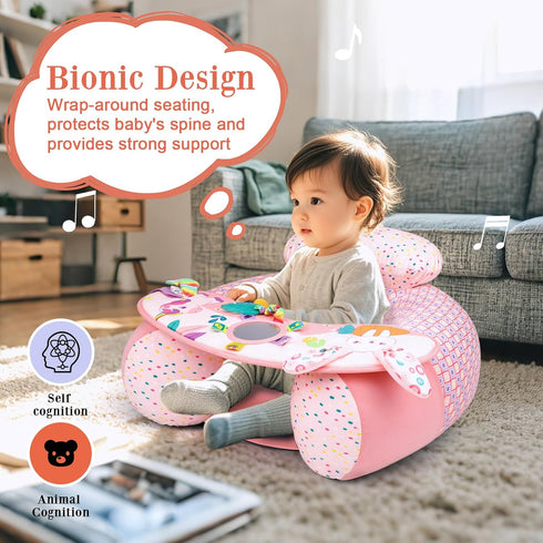 3-36 Baby Donut Sit Me Up Floor Seat for Months, Inflatable Baby Seat with Cover, Activity Chair for Sitting up