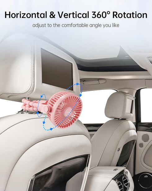 360 3 Coohea Stroller Fan Rechargeable Battery Powered Portable Fans, Head Detachable Rotatable Clip on Fan, Speed