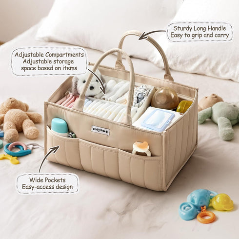 POIKSHARK Baby Diaper Caddy - Stylish Basket for Newborn Essentials, Nursery Storage Bin and Car Organizers for Diapers