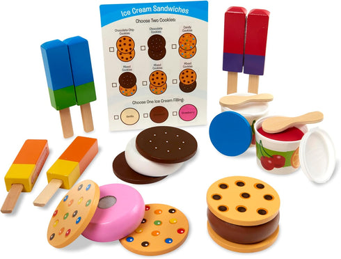 Melissa & Doug Wooden Frozen Treats Ice Cream Play Set (24 pcs)