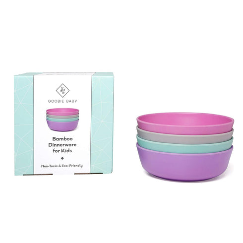 Bamboo Dinnerware Bowls for Kids, Set of 4 Eco Friendly Toddler Bowls, Non Toxic & Kid Safe