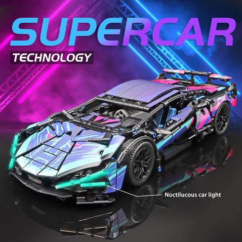 STEM Building Car - 1:14 Building Blocks Construction Toy, Collectible Lambo Cars for Boys 8-16 and Adults
