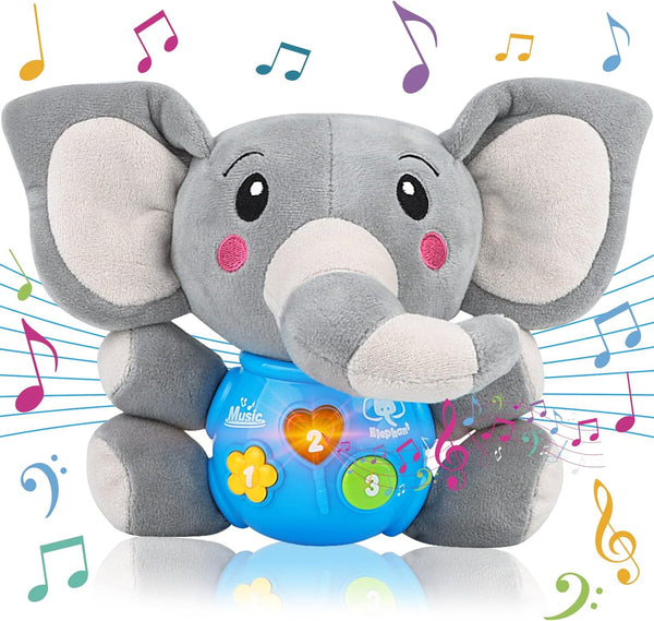 Plush Musical Baby Toys - Cute Elephant Stuffed Animal for 3-12 Months Boys & Girls, Infant Baby Toy
