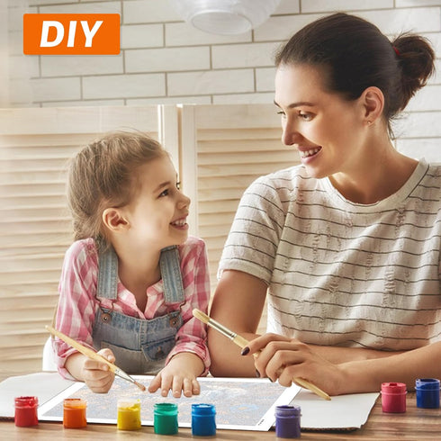 FLAJZ 4 Pack 5-8, 4-12, 8x8 Inch Paint by Numbers Kit for Kids, Easy Kids Paint by Number Kits Age DIY Color Canvas