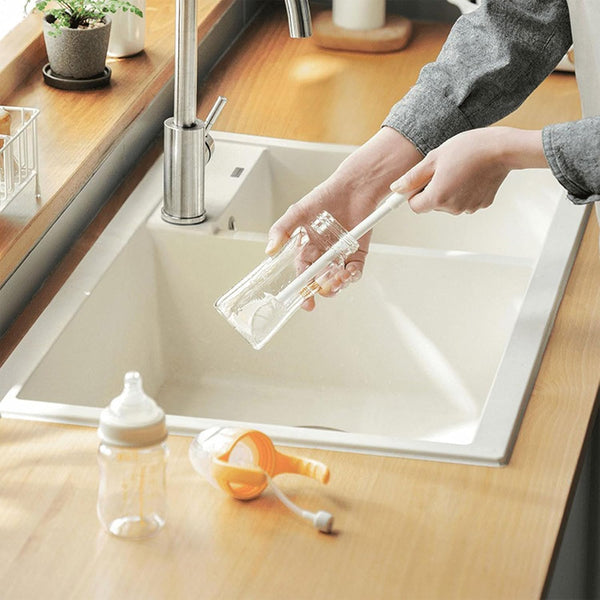 LOXGO Long Handle Cup Cleans Brush for Cleans No Dead Angles Grooves Designs for Baby Bottles and Juicers