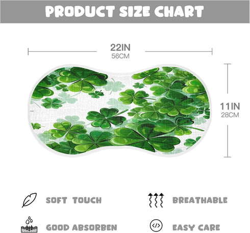 YETTASBIN St. Patrick's Day Clover Muslin Baby Burp Cloth, Super Soft Absorbent Cotton Burp Rag Baby Bibs Feeding Cloth