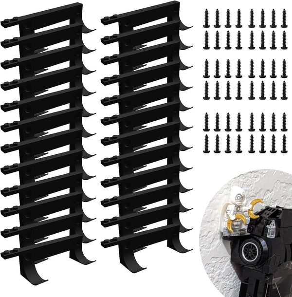 24PCS Wall Mount for Lego Speed Champions Sets - Wall Bracket with Base for Pilot, Black