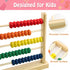 Wooden Abacus for Kids Math - 50 Beads Counting Toy, Multi-Color Counters for Preschool Learning & Development