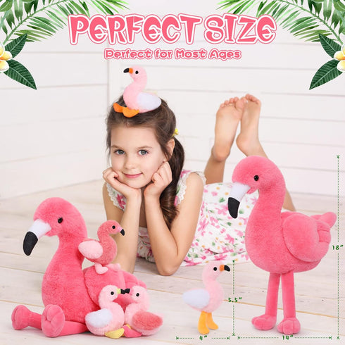 Animal-18 Inch Mommy 4 Tummy, MorisMos Plush Flamingo Stuffed Stuffed Flamingo with Baby Bird Plush Toys Inside Zipper