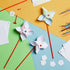 Simgoing 300 Summer 250th 4 (5.12 Inch) Pcs DIY Pinwheels for Kids Party Favor Paper Craft Kits Bulk White Pinwheels